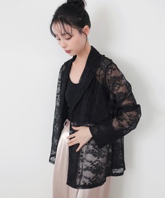 セール】風を呼び込む、エンブロイダリー。花柄刺繍シアー素材ブルゾン