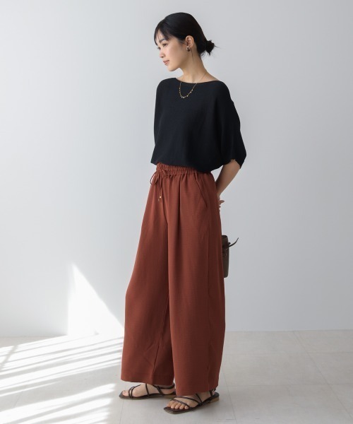 Bou Jeloud（ブージュルード）の「麻ライクリラックスパンツ（その他パンツ・レディース・ブルー/ブラウン・MEDIUM）」の8枚目の写真