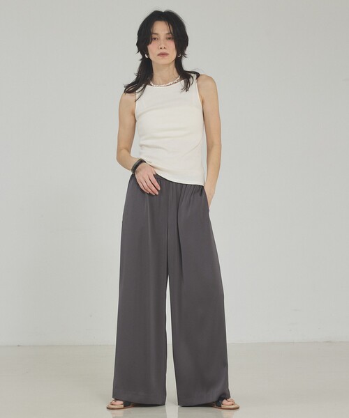 qualite(カリテ)の「ラメテレコタンク 夏服 インナー ラメ(タンクトップ・レディース・ブラック/オフホワイト/ベージュ・フリー)」の14枚目の写真