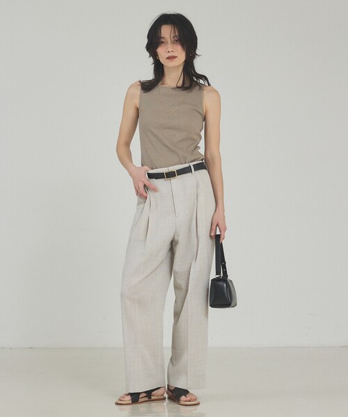 qualite（カリテ）の「ラメテレコタンク/夏服/インナー/ラメ（タンクトップ・レディース・ブラック/オフホワイト/ベージュ・フリー）」の4枚目の写真