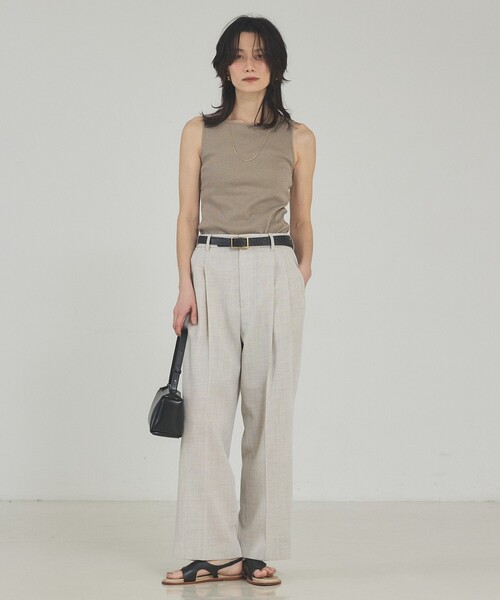 qualite（カリテ）の「ラメテレコタンク/夏服/インナー/ラメ（タンクトップ・レディース・ブラック/オフホワイト/ベージュ・フリー）」の5枚目の写真