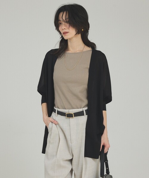 qualite（カリテ）の「ラメテレコタンク/夏服/インナー/ラメ（タンクトップ・レディース・ブラック/オフホワイト/ベージュ・フリー）」の10枚目の写真