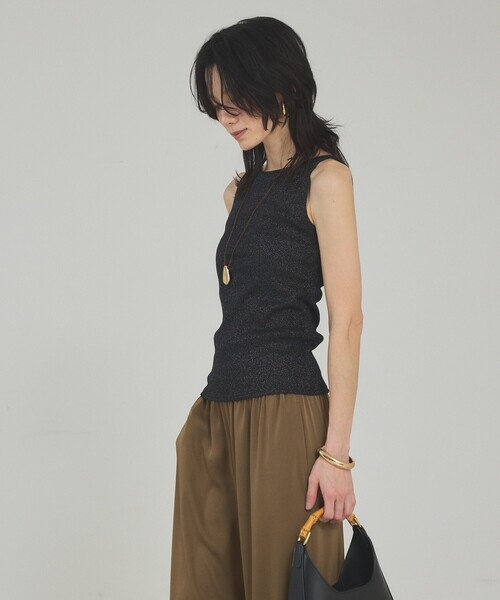 qualite（カリテ）の「ラメテレコタンク/夏服/インナー/ラメ（タンクトップ・レディース・ブラック/オフホワイト/ベージュ・フリー）」の13枚目の写真
