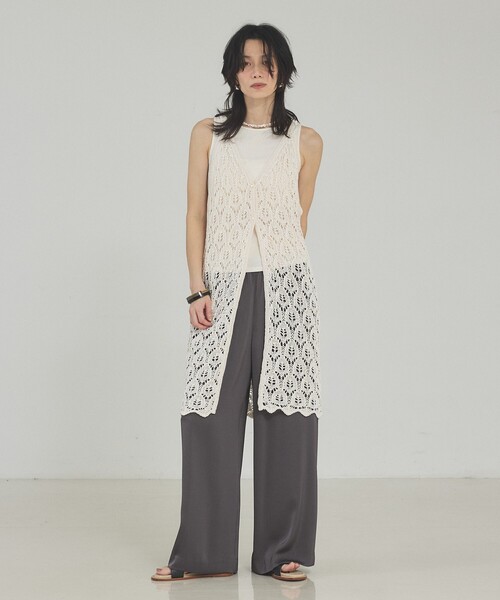 qualite（カリテ）の「ラメテレコタンク/夏服/インナー/ラメ（タンクトップ・レディース・ブラック/オフホワイト/ベージュ・フリー）」の17枚目の写真