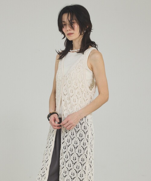 qualite（カリテ）の「ラメテレコタンク/夏服/インナー/ラメ（タンクトップ・レディース・ブラック/オフホワイト/ベージュ・フリー）」の18枚目の写真