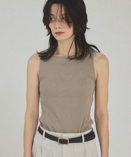 qualite（カリテ）の「ラメテレコタンク/夏服/インナー/ラメ（タンクトップ・レディース・ブラック/オフホワイト/ベージュ・フリー）」の20枚目の写真