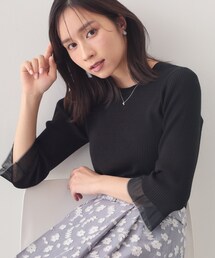 index（インデックス）の「UVケア リブシアーフレアスリーブニット【洗える】（ニット/セーター）」