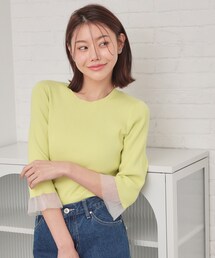 index（インデックス）の「UVケア リブシアーフレアスリーブニット【洗える】（ニット/セーター）」