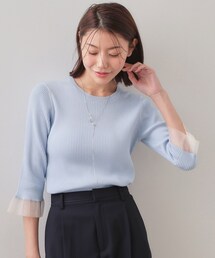index（インデックス）の「UVケア リブシアーフレアスリーブニット【洗える】（ニット/セーター）」