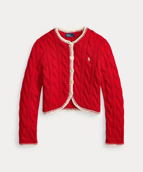 Polo Ralph Lauren ケーブルニットカーディガン　L 新作!!Ralph Lauren(ラルフ)ロゴ ケーブルニット カーディガン (Ralph