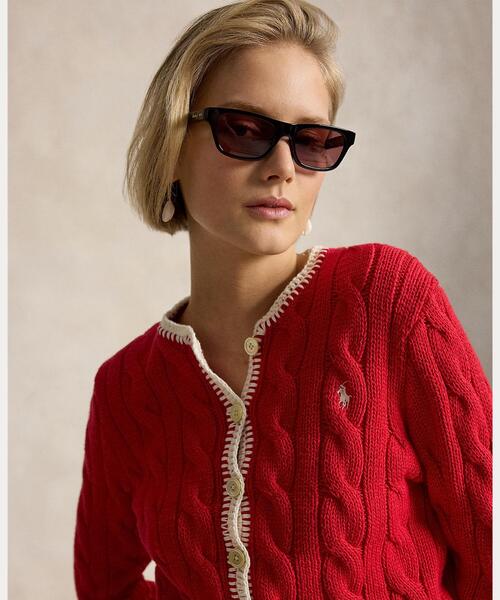 POLORALPH LAURENケーブルニットカーディガン　希少カラー POLO RALPH LAUREN（ポロ・ラルフローレン） カーディガン ケーブル