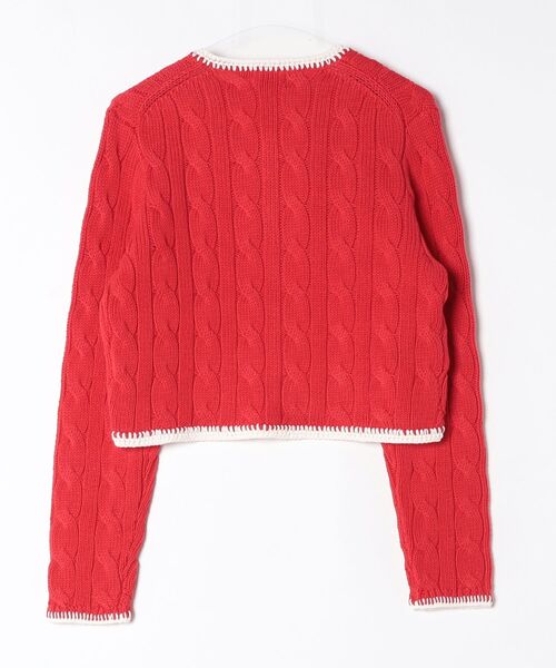 ポロ ラルフローレン ケーブル ニット カーディガン レッド 現行QRタグ ケーブルニット クロップド カーディガン（カーディガン/ボレロ