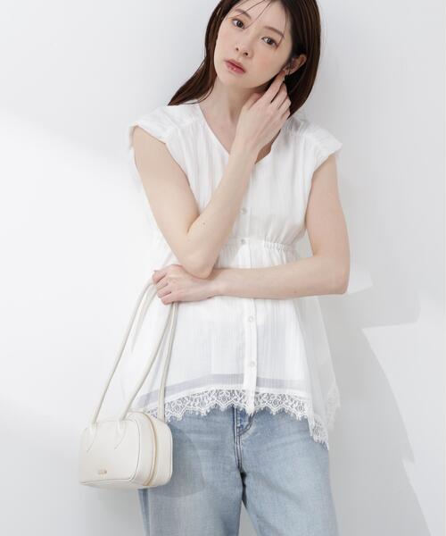 PROPORTION BODY DRESSING（プロポーションボディドレッシング）の「レーストリミングヘムブラウス / 1216110405（シャツ/ブラウス・レディース・ピンク/ホワイト系その他/イエロー・FREE）」の2枚目の写真