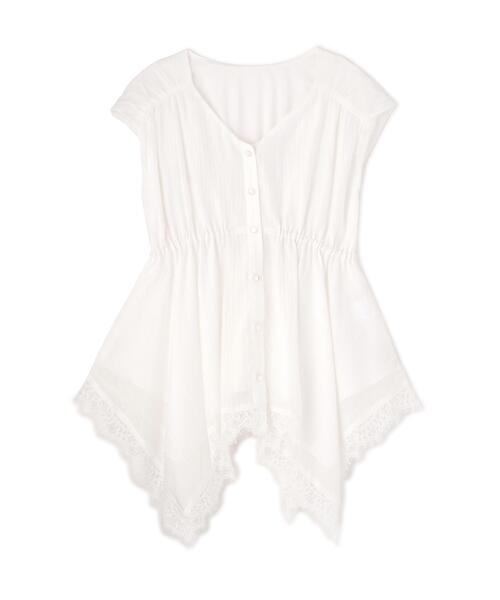 PROPORTION BODY DRESSING（プロポーションボディドレッシング）の「レーストリミングヘムブラウス / 1216110405（シャツ/ブラウス・レディース・ピンク/ホワイト系その他/イエロー・FREE）」の4枚目の写真