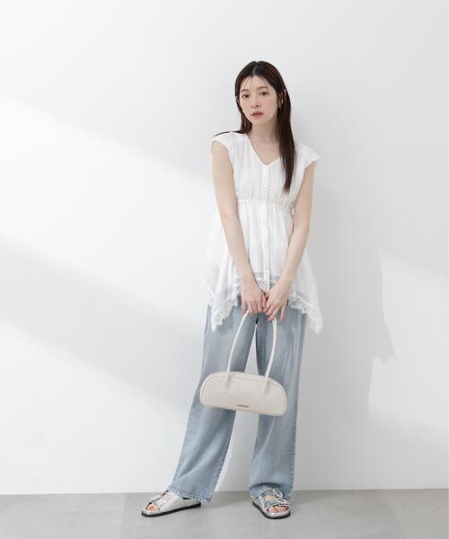 PROPORTION BODY DRESSING（プロポーションボディドレッシング）の「レーストリミングヘムブラウス / 1216110405（シャツ/ブラウス・レディース・ピンク/ホワイト系その他/イエロー・FREE）」の6枚目の写真