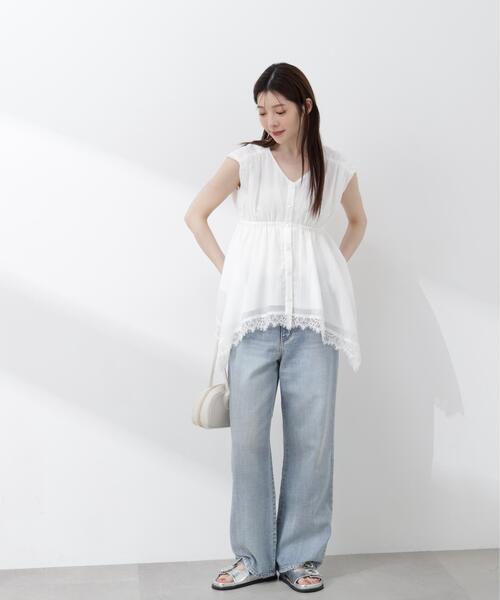 PROPORTION BODY DRESSING（プロポーションボディドレッシング）の「レーストリミングヘムブラウス / 1216110405（シャツ/ブラウス・レディース・ピンク/ホワイト系その他/イエロー・FREE）」の7枚目の写真