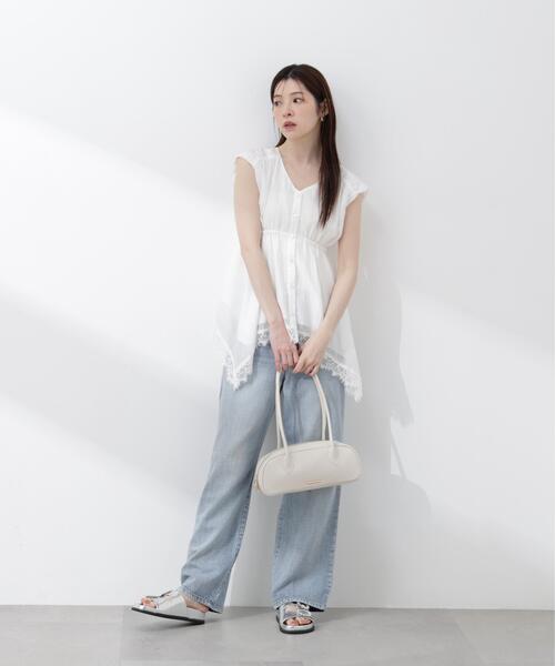 PROPORTION BODY DRESSING（プロポーションボディドレッシング）の「レーストリミングヘムブラウス / 1216110405（シャツ/ブラウス・レディース・ピンク/ホワイト系その他/イエロー・FREE）」の10枚目の写真