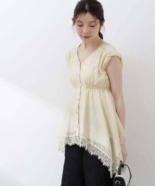 PROPORTION BODY DRESSING（プロポーションボディドレッシング）の「レーストリミングヘムブラウス / 1216110405（シャツ/ブラウス・レディース・ピンク/ホワイト系その他/イエロー・FREE）」の13枚目の写真