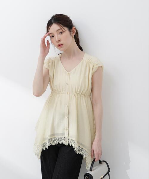 PROPORTION BODY DRESSING（プロポーションボディドレッシング）の「レーストリミングヘムブラウス / 1216110405（シャツ/ブラウス・レディース・ピンク/ホワイト系その他/イエロー・FREE）」の14枚目の写真