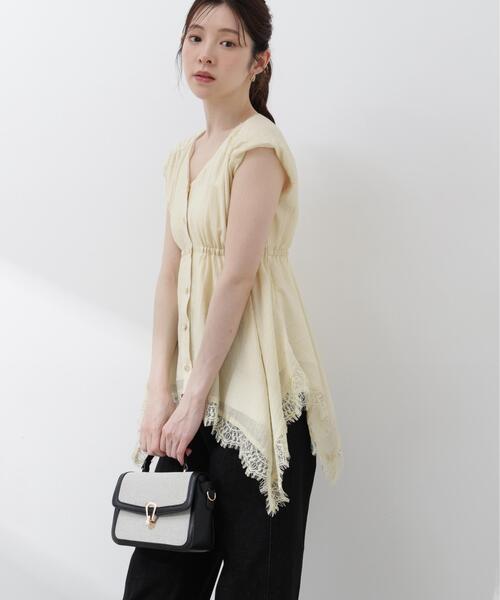 PROPORTION BODY DRESSING（プロポーションボディドレッシング）の「レーストリミングヘムブラウス / 1216110405（シャツ/ブラウス・レディース・ピンク/ホワイト系その他/イエロー・FREE）」の18枚目の写真