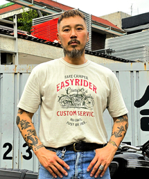 ピグメントモトグラフィック 半袖Tシャツ [ベージュ]