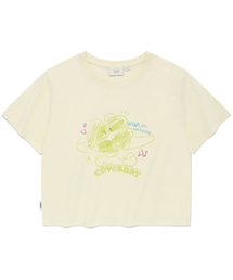 ウーマン ドゥードゥル クローバーハートTシャツ ライトライム