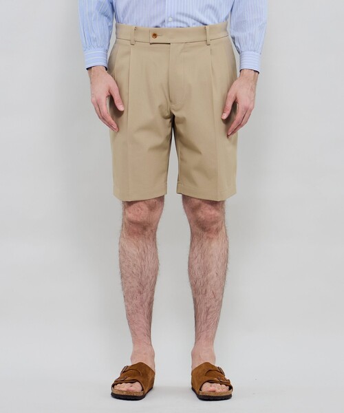 MACKINTOSH LONDON(マッキントッシュ ロンドン)の「ドライツイストチノ 2タックワイドショーツ(その他パンツ・メンズ・ベージュ系その他4・82/90/86)」の4枚目の写真