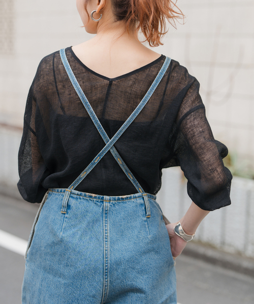 新品タグ付き★スピック＆スパン【23ss】メッシュリネンルーズプルオーバー Spick & Span（スピックアンドスパン）の「メッシュリネンルーズプル