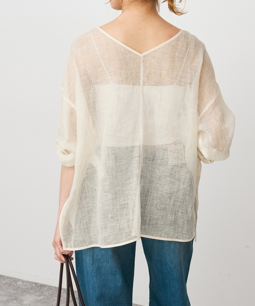 Spick & Span(スピックアンドスパン)の「《新色有り / 追加》メッシュリネンルーズプルオーバー(シャツ/ブラウス・レディース・ブラウン/アイボリー/ブラック・FREE)」の22枚目の写真