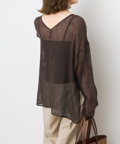 Spick & Span(スピックアンドスパン)の「《新色有り / 追加》メッシュリネンルーズプルオーバー(シャツ/ブラウス・レディース・ブラウン/アイボリー/ブラック・FREE)」の10枚目の写真