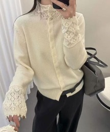 ハイネックニットカーディガン