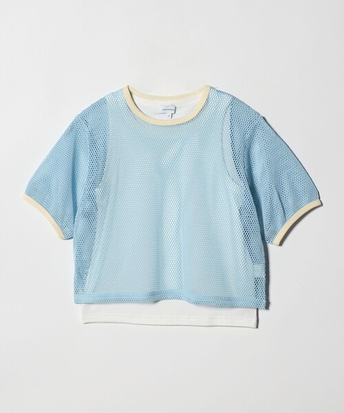 green label relaxing（グリーンレーベルリラクシング）の「メッシュTシャツ＋タンクトップ セット / キッズ  140cm-160cm（Tシャツ/カットソー・キッズ・クリーム/ライトブルー・150cm/160cm/140cm）」の2枚目の写真