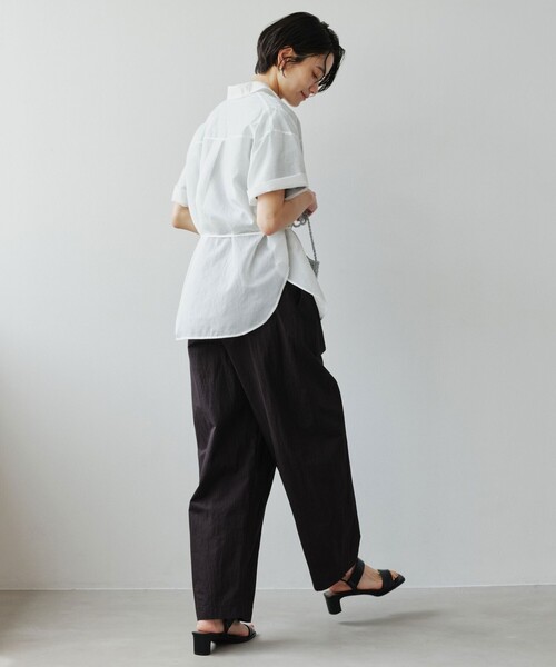 green label relaxing（グリーンレーベルリラクシング）の「［size SHORTあり］リボンハイウエストシャツ（シャツ/ブラウス・レディース・ホワイト/モカ/ライトブルー/ライトピンク/ブラック・SHORT/FREE）」の11枚目の写真