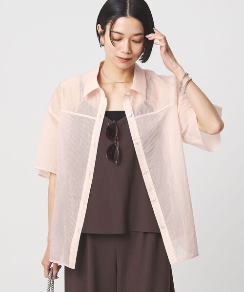 green label relaxing（グリーンレーベルリラクシング）の「［size SHORTあり］リボンハイウエストシャツ（シャツ/ブラウス・レディース・ホワイト/モカ/ライトブルー/ライトピンク/ブラック・SHORT/FREE）」の12枚目の写真