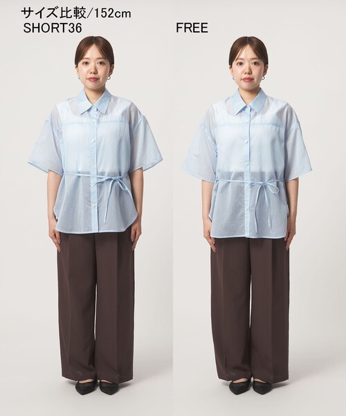 green label relaxing（グリーンレーベルリラクシング）の「［size SHORTあり］リボンハイウエストシャツ（シャツ/ブラウス・レディース・ホワイト/モカ/ライトブルー/ライトピンク/ブラック・SHORT/FREE）」の19枚目の写真