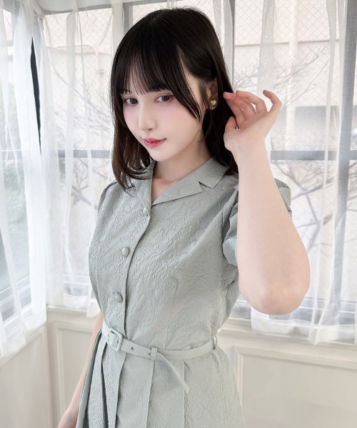 an another angelus(アンアナザーアンジェラス)の「ダマスク風エンボス柄ワンピース/fint フィント(ワンピース・レディース・アイボリー/ミント・FREE)」の10枚目の写真