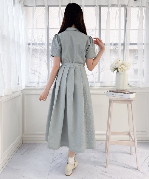 an another angelus(アンアナザーアンジェラス)の「ダマスク風エンボス柄ワンピース/fint フィント(ワンピース・レディース・アイボリー/ミント・FREE)」の12枚目の写真