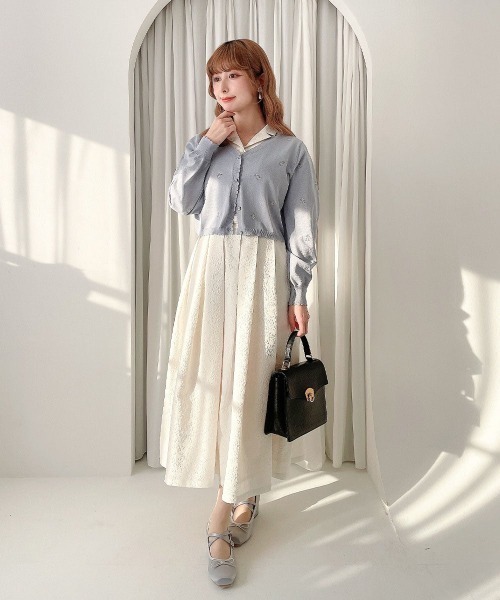 an another angelus(アンアナザーアンジェラス)の「ダマスク風エンボス柄ワンピース/fint フィント(ワンピース・レディース・アイボリー/ミント・FREE)」の20枚目の写真