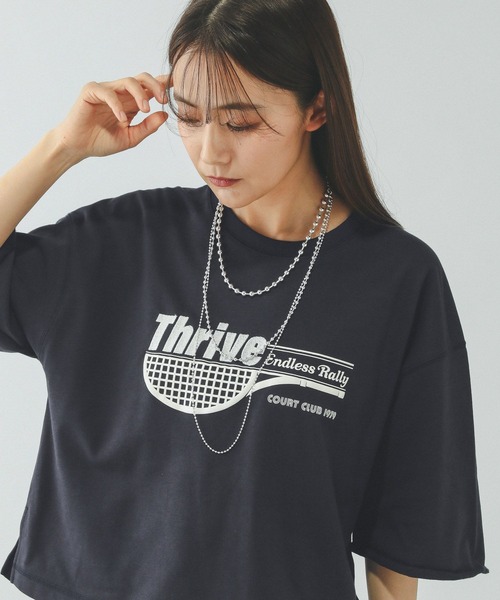 GLOBAL WORK（グローバルワーク）の「乾きやすいスウェットプリント6分袖/636715（スウェット・レディース・レッド/ブラウン/ホワイト/ライトグレー/ネイビー/ダークグレー・SHORT/REGULAR）」の5枚目の写真