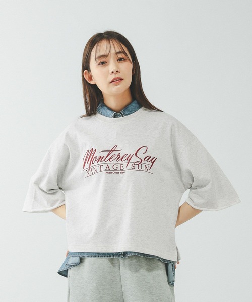 GLOBAL WORK（グローバルワーク）の「乾きやすいスウェットプリント6分袖/636715（スウェット・レディース・レッド/ブラウン/ホワイト/ライトグレー/ネイビー/ダークグレー・SHORT/REGULAR）」の2枚目の写真