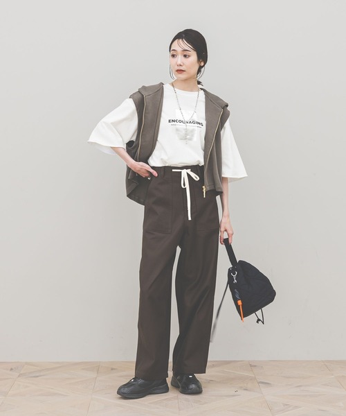 GLOBAL WORK（グローバルワーク）の「乾きやすいスウェットプリント6分袖/636715（スウェット・レディース・レッド/ブラウン/ホワイト/ライトグレー/ネイビー/ダークグレー・SHORT/REGULAR）」の9枚目の写真