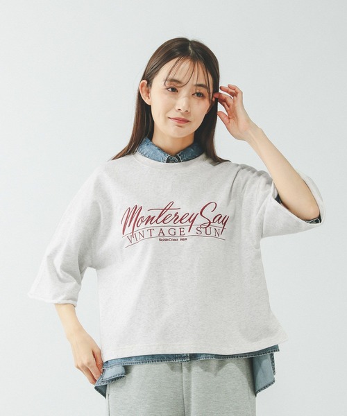 GLOBAL WORK（グローバルワーク）の「乾きやすいスウェットプリント6分袖/636715（スウェット・レディース・レッド/ブラウン/ホワイト/ライトグレー/ネイビー/ダークグレー・SHORT/REGULAR）」の18枚目の写真