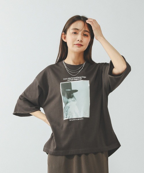 GLOBAL WORK（グローバルワーク）の「乾きやすいスウェットプリント6分袖/636715（スウェット・レディース・レッド/ブラウン/ホワイト/ライトグレー/ネイビー/ダークグレー・SHORT/REGULAR）」の7枚目の写真