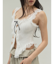 Corset Hemline Lace Panel Tank_White