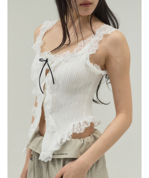 Sorry,Too Much Love(ソーリートゥーマッチラブ)の「Corset Hemline Lace Panel Tank_White(その他トップス・レディース・その他・FREE)」の1枚目の写真