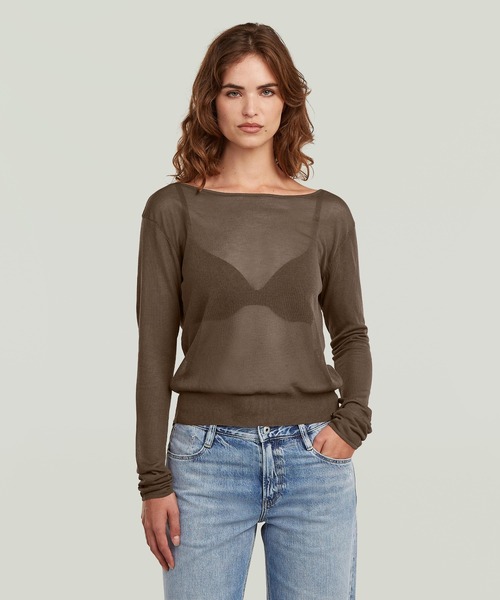 G-STAR(ジースター)の「Sheer Summer Knit/シアーサマーニットセーター(ニット/セーター・レディース・ホワイト系その他/ブラウン・X-SMALL/SMALL)」の2枚目の写真