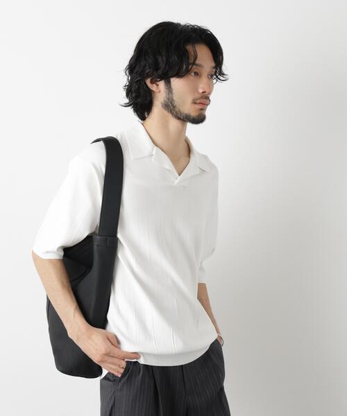NANO universe（ナノユニバース）の「｢ASSEMBLANC｣ 針抜きスキッパーポロ（ポロシャツ・メンズ・ブラック/ホワイト・L/M）」の18枚目の写真
