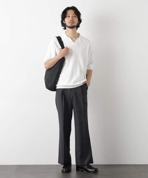 NANO universe（ナノユニバース）の「｢ASSEMBLANC｣ 針抜きスキッパーポロ（ポロシャツ・メンズ・ブラック/ホワイト・L/M）」の20枚目の写真
