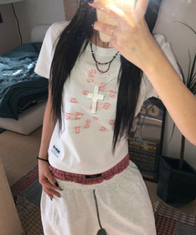 necksss セミクロップ半袖Tシャツ [ホワイト]