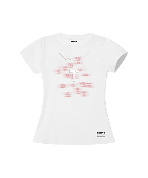 SEW-B（ソービー）の「necksss セミクロップ半袖Tシャツ [ホワイト]（Tシャツ/カットソー・レディース・その他・FREE）」の2枚目の写真